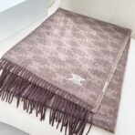 赛琳凯旋门散林老花羊绒围巾 巧克力色 - 图片 4