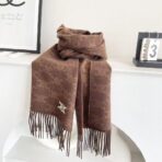 赛琳凯旋门散林老花羊绒围巾 浅栗色 - 图片 2