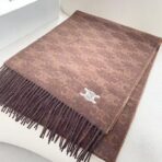 赛琳凯旋门散林老花羊绒围巾 浅栗色 - 图片 4