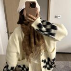 赛琳(CELINE)凯旋门散林老花羊绒围巾 太妃糖米色 - 图片 4