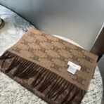 赛琳(CELINE)凯旋门散林老花羊绒围巾 浅栗色
