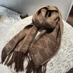 赛琳(CELINE)凯旋门散林老花羊绒围巾 浅栗色 - 图片 4