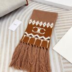 赛琳(Celine) logo字母提花长围巾 棕色