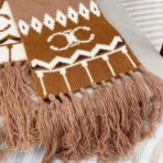 赛琳(Celine) logo字母提花长围巾 棕色 - 图片 2