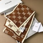 赛琳(Celine)羊绒提花围巾 棕色 - 图片 2