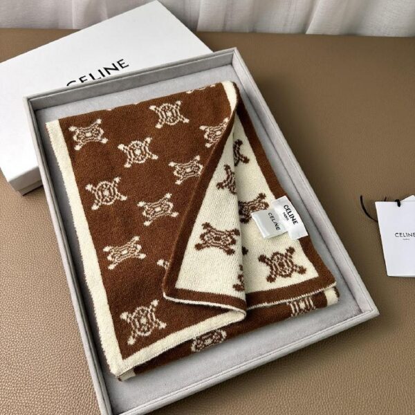 赛琳(Celine)羊绒提花围巾 棕色
