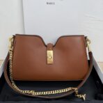 赛琳（Celine）Romy 褐色小牛皮金扣链条腋下包