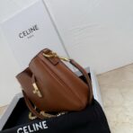 赛琳（Celine）Romy 褐色小牛皮金扣链条腋下包 - 图片 3
