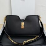 赛琳（Celine）Romy 黑色小牛皮金扣链条腋下包