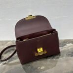 赛琳（Celine）Teen Nino 深勃艮第色柔软粒面小牛皮金色饰面手提单肩包 - 图片 3