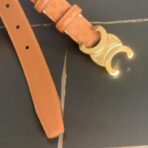 赛琳（Celine）Triomphe 系列橙色老花帆布皮革金色 Triomphe 扣腰带 - 图片 3