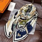 超现实爱马仕枢纽-数码印花围巾 棕色边款 - 图片 2