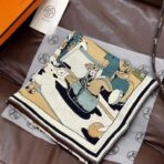 超现实爱马仕枢纽-数码印花围巾 棕色边款