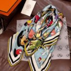 超现实爱马仕枢纽-数码印花围巾 黄色边款 - 图片 2