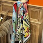 超现实爱马仕枢纽-数码印花围巾 黄色边款 - 图片 3