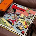 超现实爱马仕枢纽-数码印花围巾 黄色边款