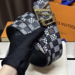 路易・威登 Initiales Damier Graphite 黑灰棋盘格经典男士宽腰带
