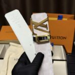 路易威登（Louis Vuitton）INITIALES 白色老花帆布金色扣腰带 - Imagem 3