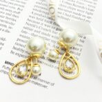 迪奥双球珍珠镂空水滴钻石耳环 - 图片 4