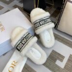 克里斯汀・迪奥 Oblique 标识织带毛绒穆勒拖鞋