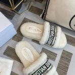 克里斯汀・迪奥 Oblique 标识织带毛绒穆勒拖鞋 - 图片 4