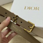 迪奥（Dior）CD Icon 系列棕色粒面小牛皮金色饰面腰带 - 图片 2