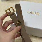 迪奥（Dior）CD Icon 系列棕色粒面小牛皮金色饰面腰带 - 图片 3