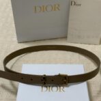 迪奥（Dior）CD Icon 系列棕色粒面小牛皮金色饰面腰带
