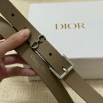 迪奥（Dior）CD Icon 系列棕色粒面小牛皮银色饰面腰带 - Image 2
