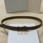 迪奥（Dior）CD Icon 系列棕色粒面小牛皮银色饰面腰带 - Image 3