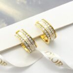 迪奥（Dior）Dio (r) evolution 系列镶钻字母金色耳环 - 图片 2