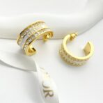 迪奥（Dior）Dio (r) evolution 系列镶钻字母金色耳环 - 图片 3