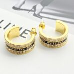 迪奥（Dior）Dio (r) evolution 系列镶钻字母金色耳环 黑 - 图片 4