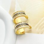 迪奥（Dior）Dio (r) evolution 系列镶钻字母金色耳环 黑