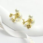 迪奥（Dior）Tribales 系列双球珍珠扇形星星耳钉 - 图片 3