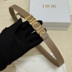 迪奥（Dior）棕色小牛皮金色金属 DIOR 字母扣细腰带 - 图片 4
