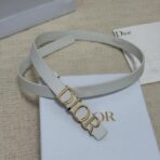 迪奥（Dior）白色小牛皮金色金属 DIOR 字母扣细腰带 - 图片 2