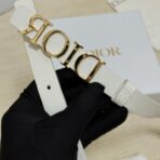 迪奥（Dior）白色小牛皮金色金属 DIOR 字母扣细腰带 - 图片 4