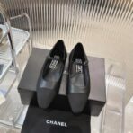 香儿CHANEL 24P 早春新款斜方头高跟鞋单鞋黑色