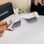 香奈儿（CHANEL）Eyewear 系列白色醋酸纤维双 C 镶饰渐变紫镜片方形太阳镜 - Imagem 4