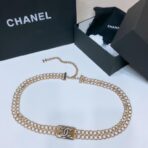 香奈儿（Chanel）经典双 C 系列镂空logo浅金色金属链条双 C 扣饰腰带