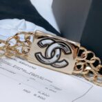 香奈儿（Chanel）经典双 C 系列镂空logo浅金色金属链条双 C 扣饰腰带 - 图片 2