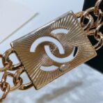 香奈儿（Chanel）经典双 C 系列镂空logo浅金色金属链条双 C 扣饰腰带 - 图片 3