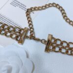 香奈儿（Chanel）经典双 C 系列镂空logo浅金色金属链条双 C 扣饰腰带 - 图片 4