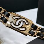 香奈儿（Chanel）经典双 C 系列镂空logo黑金属链条双 C 扣饰腰带 - Imagem 2