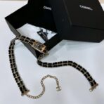 香奈儿（Chanel）经典双 C 系列镂空logo黑金属链条双 C 扣饰腰带 - Imagem 4