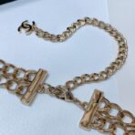 香奈儿（Chanel）经典双 C 系列镂空白色logo浅金色金属链条双 C 扣饰腰带 - 图片 4