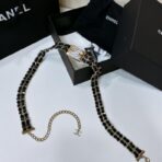 香奈儿（Chanel）经典双 C 系列镂空白色logo黑金属链条双 C 扣饰腰带 - 图片 3