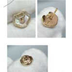 麒麟高级白贝母如意锁耳钉 - 图片 2