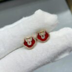 麒麟高级红玛瑙如意锁耳钉